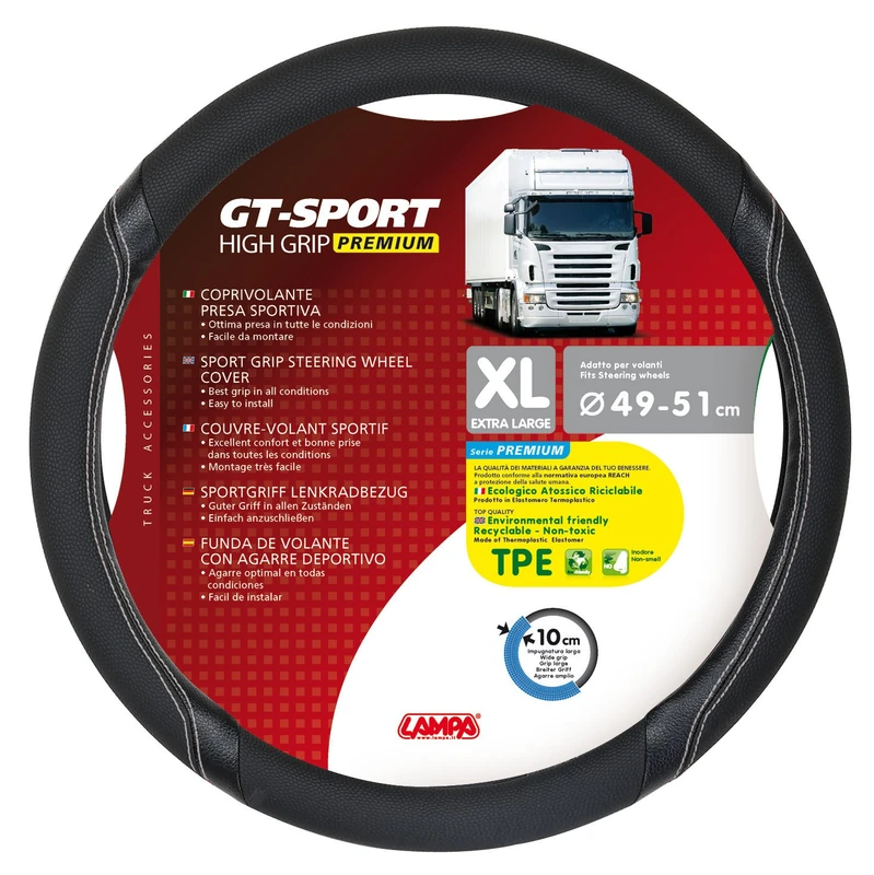 Lampa 98010 Steering Wheel Cover, Thermoplastic Elastomer (TPE) Sport GT-XL