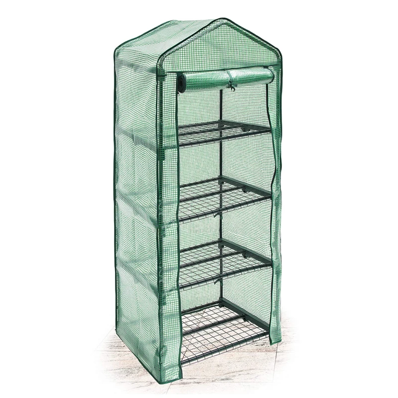 Relaxdays Greenhouse 4 Levels Tear-Resistant Growth Support for Plants, Levels Each of 60 x 46 cm (23.6 x 18.1 in), Green
