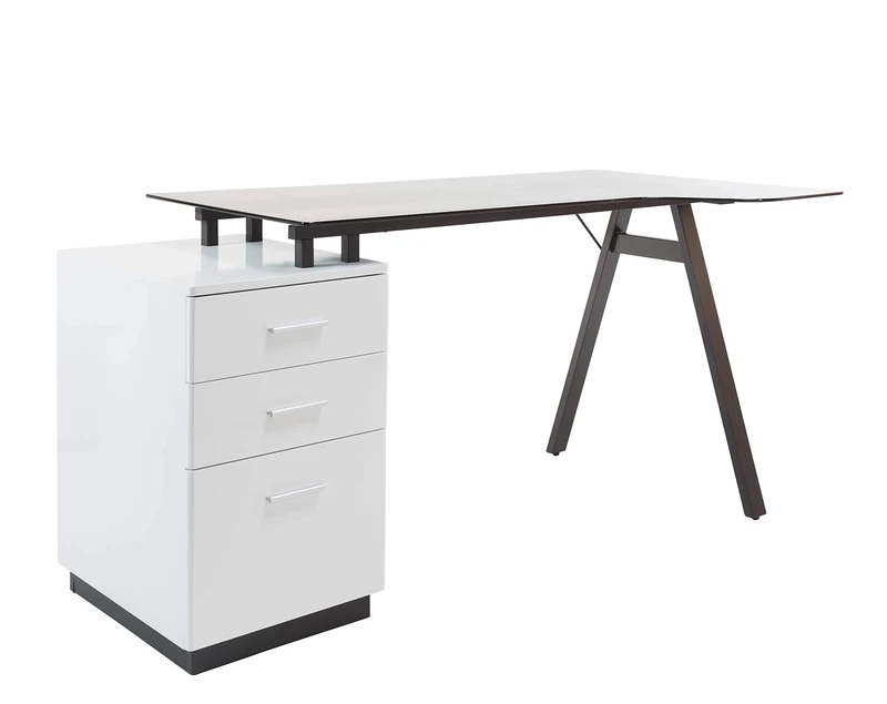 Alphason AW23377-GY Cleveland 4 White and Grey Glass Desk White 750x1000x800mm