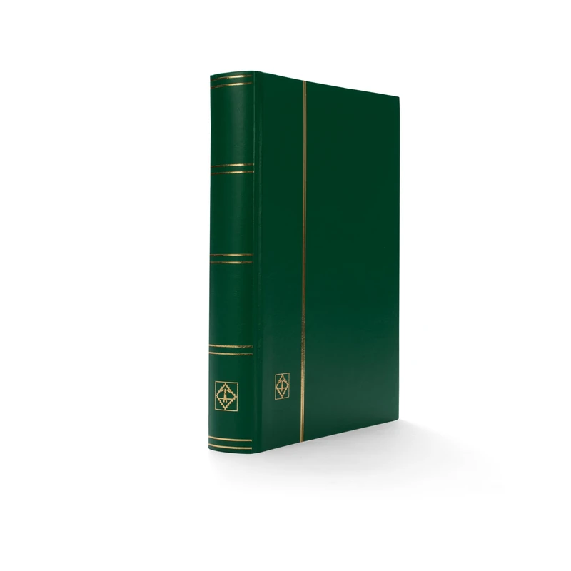 Leuchtturm 336412 Stamp Collecting Album - Insert Book Basic - 64 black DIN A4 pages - green cover, unpadded