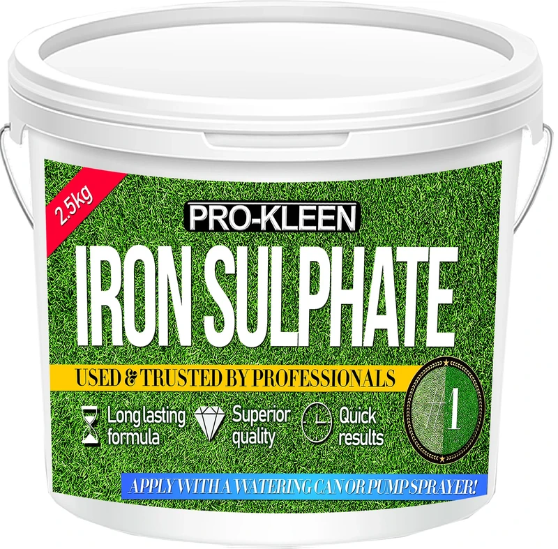 Pro-Kleen 2.5 KG PREMIUM Iron Sulphate (Makes up to 2500L When Diluted & Covers up to 2500m2) - Iron Lawn Conditioner and Turf Hardener. Dry Powder soluble in water, 232861, Packaging May Vary