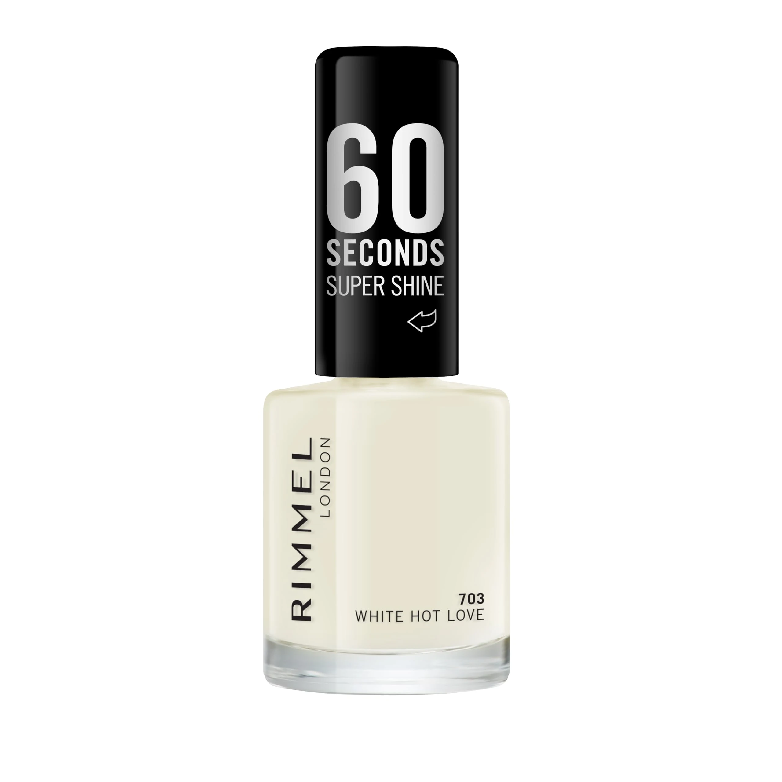Rimmel London 60 Seconds Super Shine Nail Polish, 703 White Hot Love, 8 ml (Pack of 1)