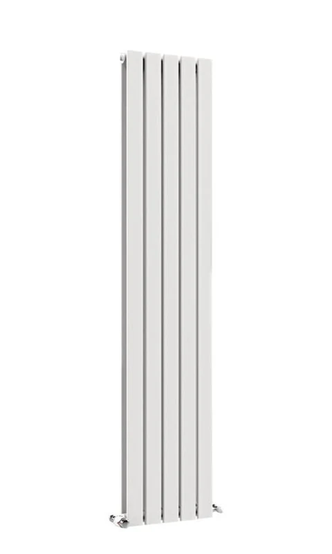 iBathUK Apex Wall Mounted Vertical Double Slim Flat Panel Radiator, 5-Column Steel, Hydronic Central Heating, High Thermal Output, Modern Designer Radiator for Bathroom in Matt White, 1800x380 mm