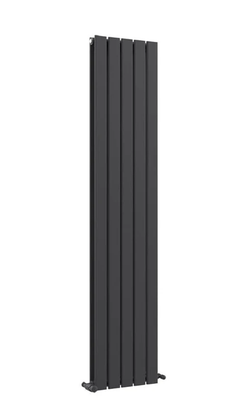 iBathUK Apex Wall Mounted Vertical Double Slim Flat Panel Designer Radiator, Steel Hydronic Central Heating, 5 Columns Tall Designer Radiator for Bathroom in Matt Anthracite, 1800mm