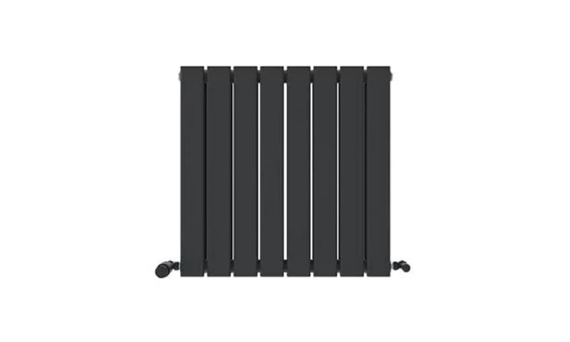 iBathUK Apex Wall Mounted Horizontal Double Slim Flat Panel Designer Radiator, Steel High Thermal Output Hydronic Heating, Modern Designer Radiator for Bathroom in Matt Anthracite, 600 × 608 mm