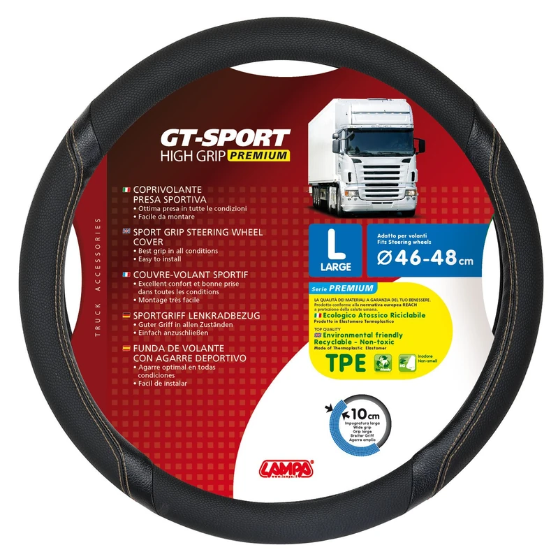 LAMPA 98021 Steering Wheel Cover, Thermoplastic Elastomer (TPE) GT-L Sport