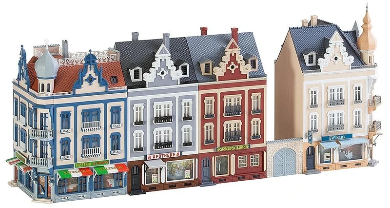 Faller Town House Line Beethovenstraße Model Kit with 1068 Individual Parts 452 x 118 x 200 mm I Model Railway Accessories H0 I Model Railway H0 City