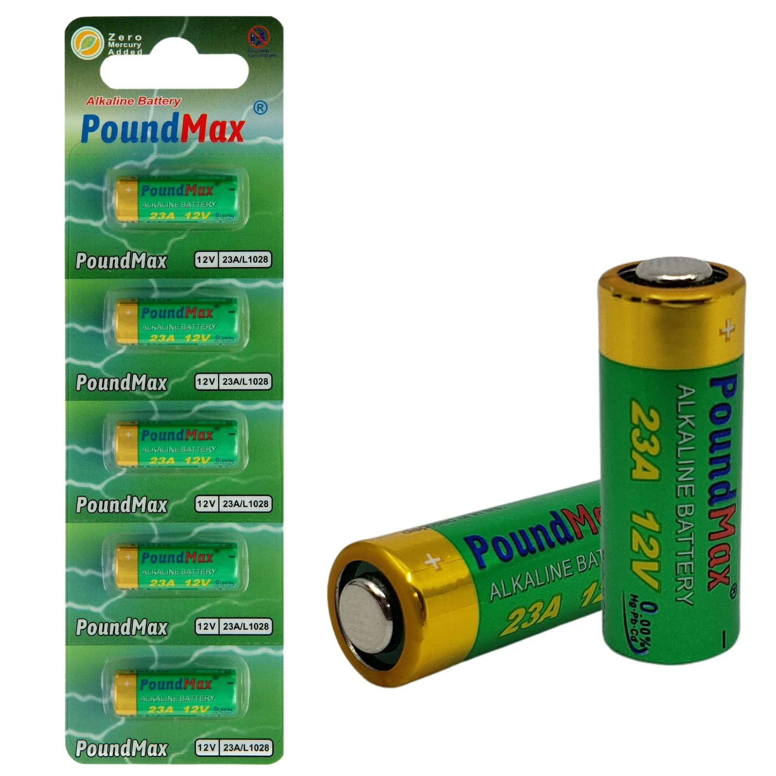 5 x Super Alkaline 23AE/A23/LRV08/MN21 12V PoundMax Alkaline Security Batteries