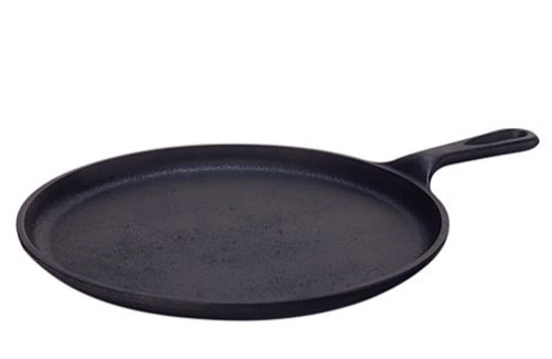 Vintage Gourmet Pre-Seasoned Cast Iron Round Griddle Crepe Frying Pan