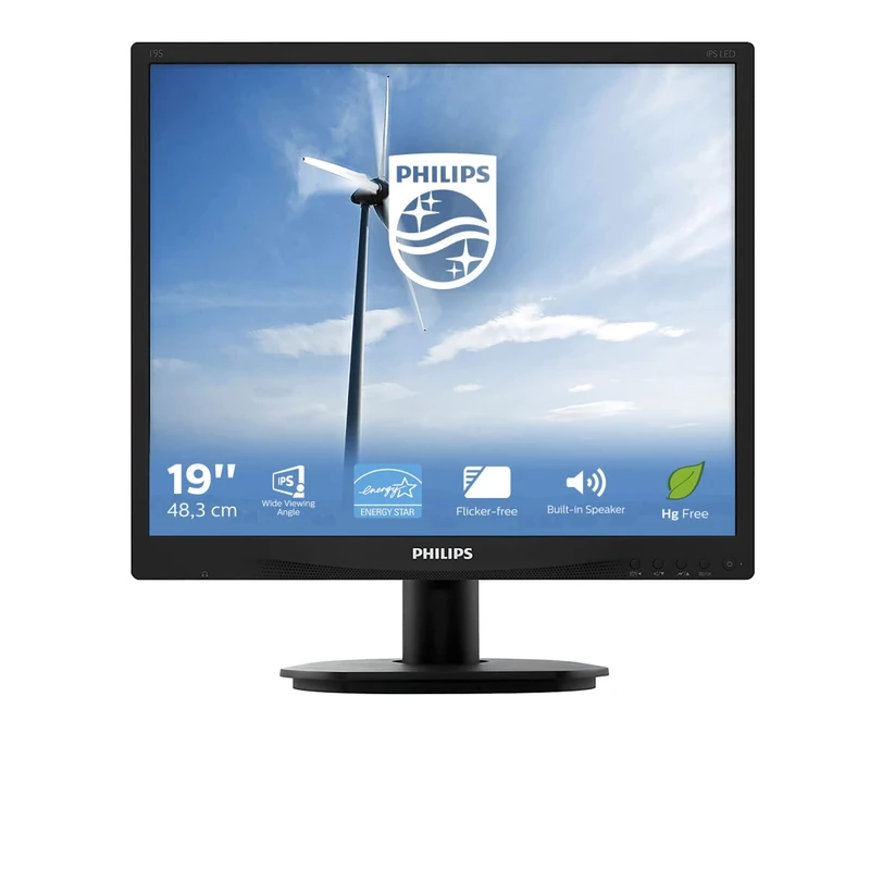 Philips Monitors 19S4QAB 19-Inch Monitor, Speakers (1280 x 1024 @ 60 Hz, 5ms, 250 cd/m², DVI/VGA), Black - Image 1