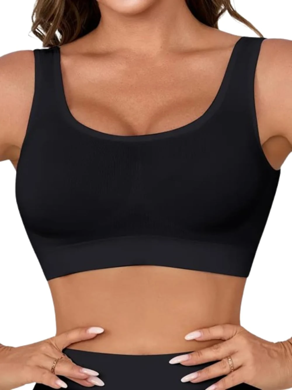 Boolavard New Seamless Sports Style Bra Crop Top Vest Comfort Stretch Bras Shapewear (XXXL, Black)