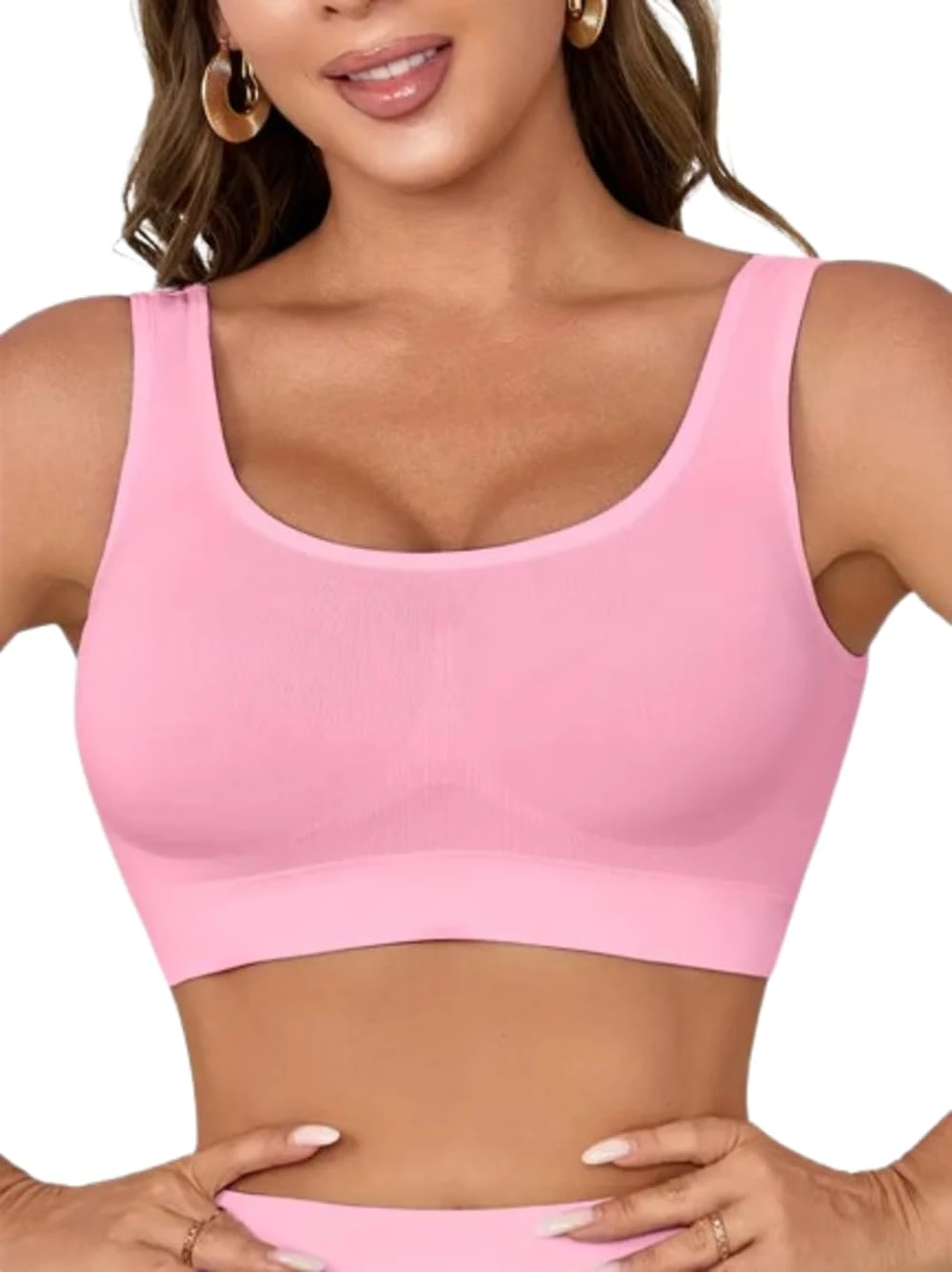 Boolavard New Seamless Sports Style Bra Crop Top Vest Comfort Stretch Bras Shapewear (as8, Alpha, x_l, Regular, Regular, Baby Pink)