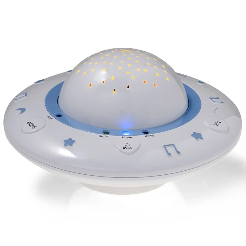 Alecto BC-125 - Sleep Light with Star Projector - 3 Colours - Soothing Melodies - Adjustable Playing Time and Volume - Battery Operated - White