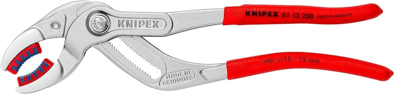 KNIPEX Siphon and Connector Pliers Chrome-Plated with Non-Slip Plastic Coating 250 mm, 81 13 250