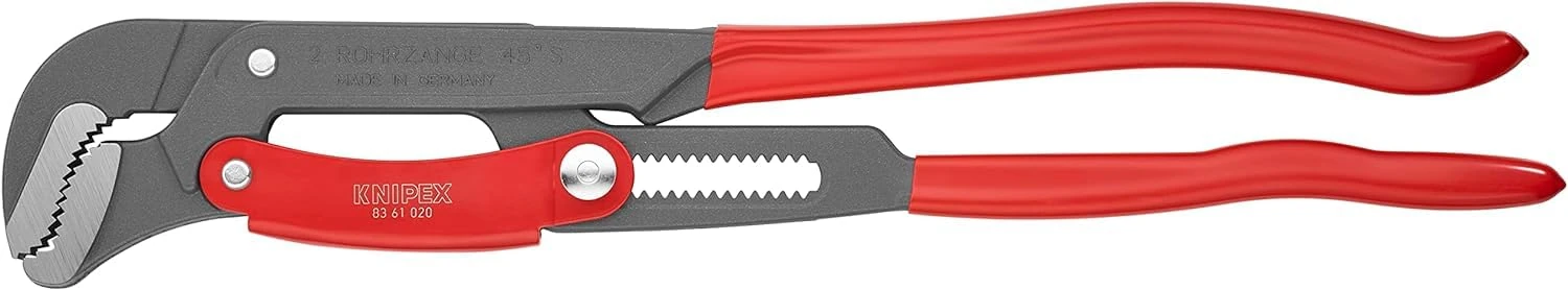 KNIPEX 83 61 020 Pipe Wrench S-Type with fast adjustment grey powder-coated plastic coated 560 mm Multicoloured