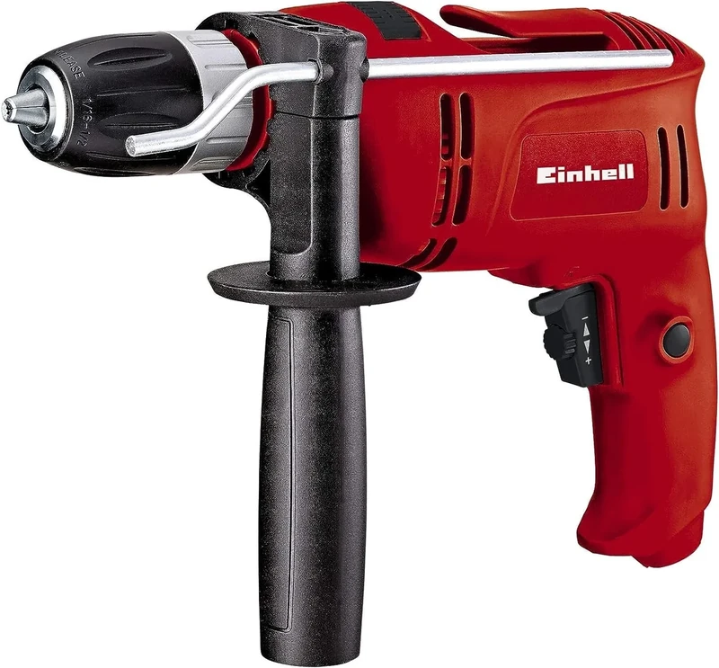 Einhell 4258682 Impact Hammer Drill TC-ID 650 E | 650W, Drilling/Percussion Hammer Drilling, Slim Design, Auxiliary Handle, Soft Grip, Electronic Speed Control, Red, 6.0 cm*27.0 cm*23.0 cm