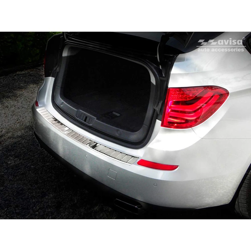 Avisa Stainless Steel Rear bumper protector compatible with BMW 5-Series GT (F07) 2009-2013 'Ribs'