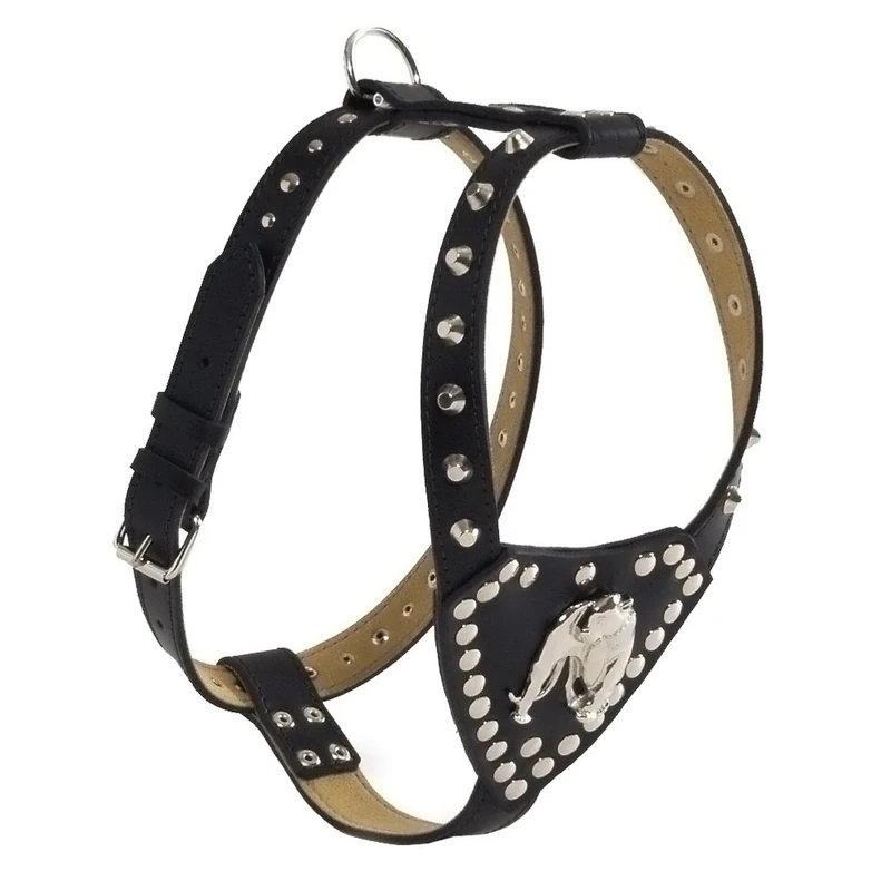 Beeztees Moloss Leather Bull Terrier Harness, 80-95 cmx30 mm, Black - Image 1