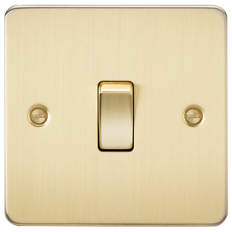 Flat Plate 10AX 1G 2 Way Switch - Brushed Brass