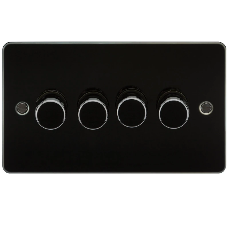 Flat Plate 4G 2 Way Dimmer 60-400W - Gunmetal