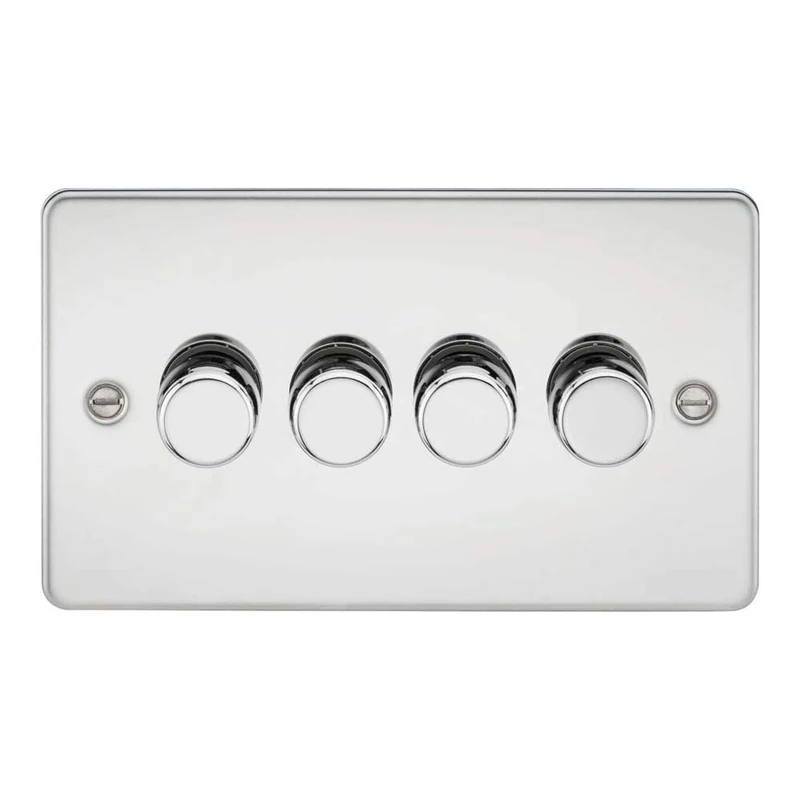 Knightsbridge FP2164PC Flat Plate 2 Way Dimmer, Polished Chrome, 60-400 W, 4G