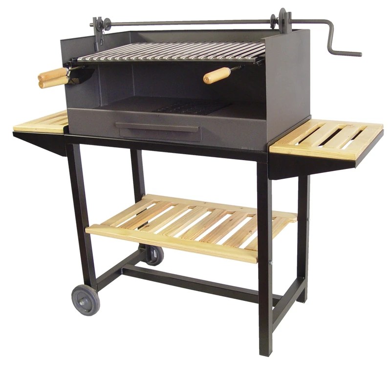 Imex The Fox 71541 – Barbecue with raised Tray, Wood and Grill INOX, 50 x 40 x 100 cm, Black