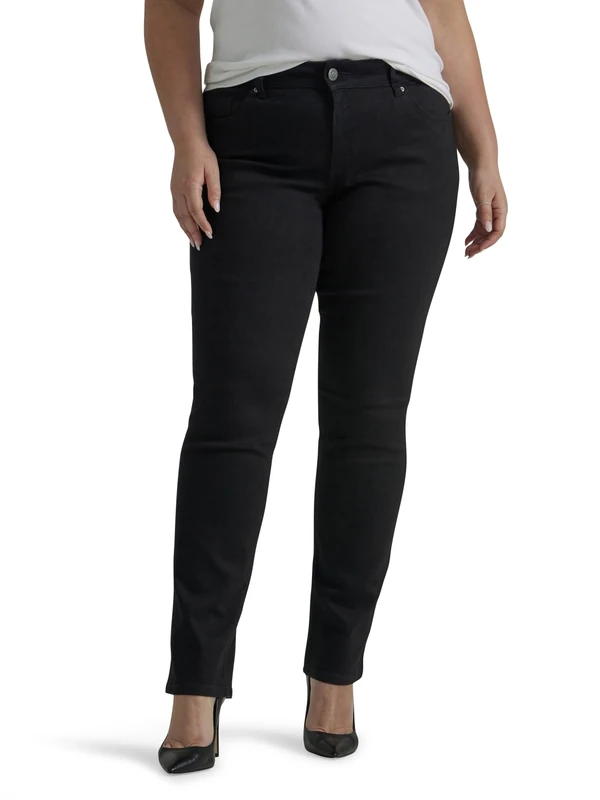 Lee Women's Relaxed Fit All Day Straight Leg Pant, Black, 18 Long