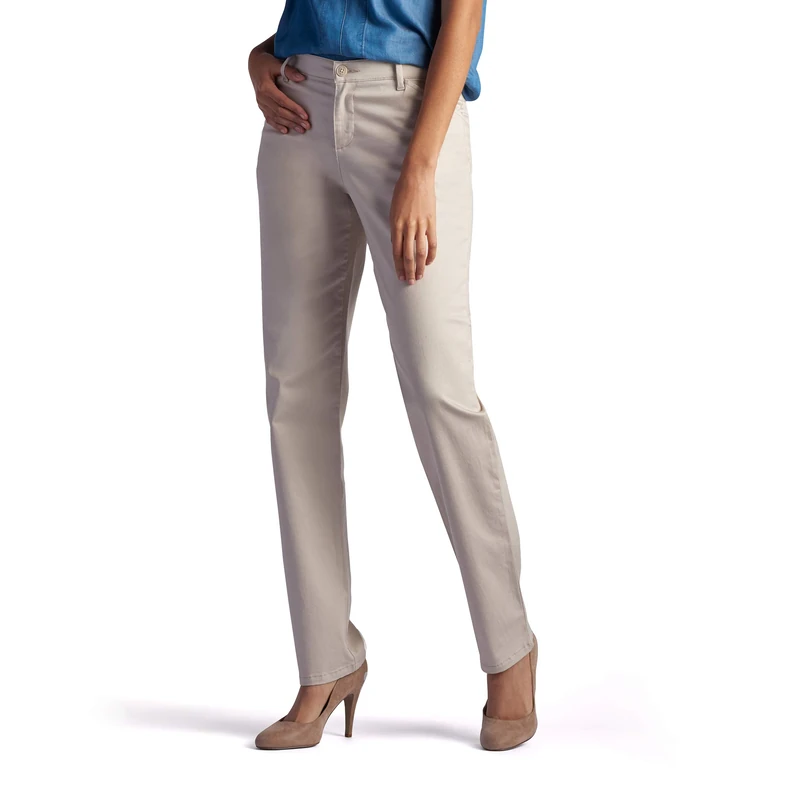 Lee Women's Relaxed Fit All Day Straight Leg Pant, Parchment, 18 Short