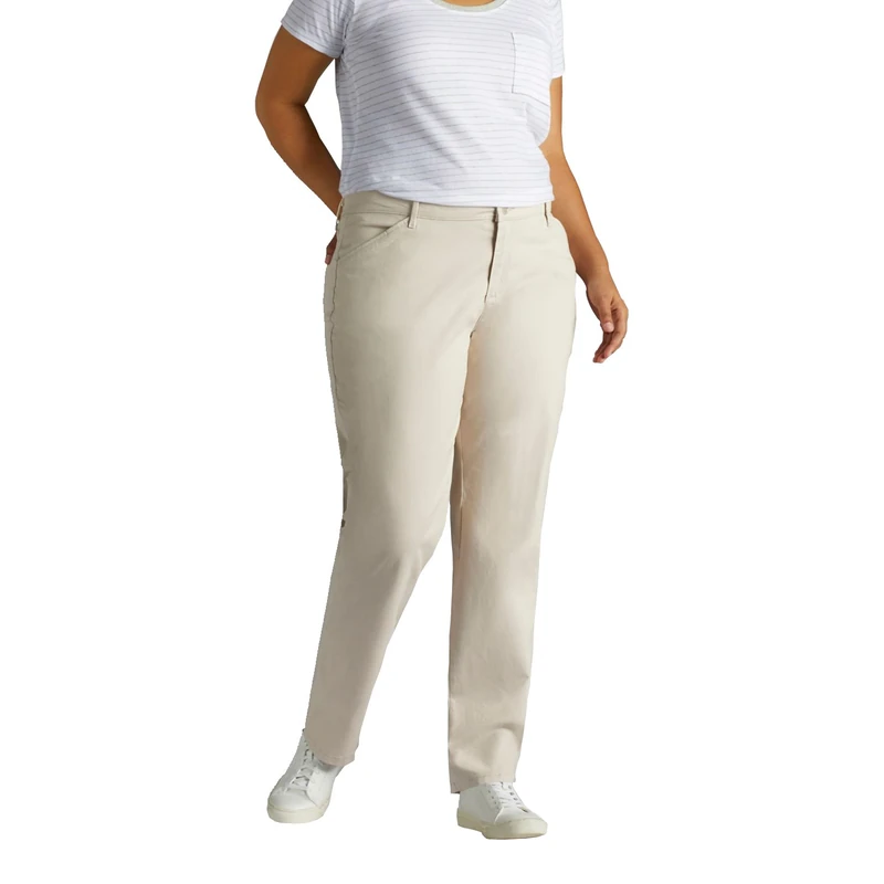 Lee Women's Relaxed Fit All Day Straight Leg Pant, Parchment, 18 Long