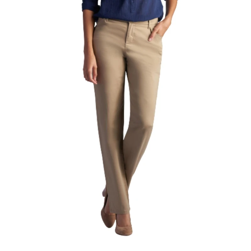 Lee Women’s Relaxed Fit All Day Straight Leg Pant, Flax, 14 US Brown