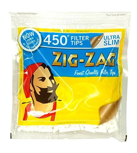 Zig Zag Ultra Slim Filter Tips - 5 Packs of 450 (2250 Total)