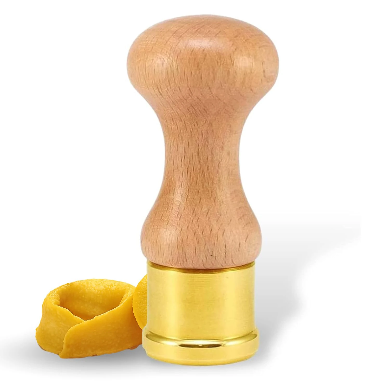 La Gondola Homemade Ravioli Stamp - Round Smooth 38mm | Italian Pasta Making Tool for Home and Business | Brass & Natural Wood | Sturdy & Easy to Use Ravioli Stamp | Ravioli Cutter Made in Italy