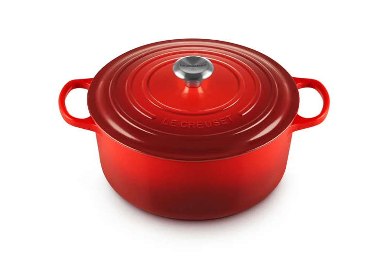 Le Creuset Signature Enamelled Cast Iron Round Casserole Dish With Lid, 28 cm, 6.7 Litre, Cerise, 21177280602430