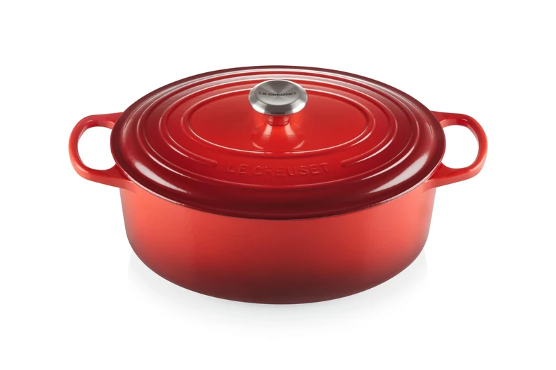 Le Creuset Signature Enamelled Cast Iron Oval Casserole Dish With Lid, 31 cm, 6.3 Litre, Cerise, 21178310602430