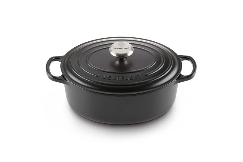 Le Creuset Signature Enamelled Cast Iron Oval Casserole Dish With Lid, 31 cm, 6.3 Litre, Matte Black, 21178310000430