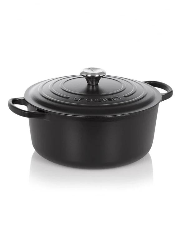Le Creuset Signature Enamelled Cast Iron Round Casserole Dish With Lid, 26 cm, 5.3 Litre, Matte Black, 21177260000430