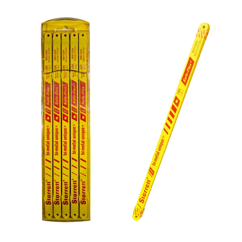 Starrett Bi-Metal Hacksaw Blades - KBS1224-50 Unique Safe-Flex HSS Hand Saw 300mm 24 TPI Cutting Edge - For Non-ferrous Metals, Stainless Steel, Pipes, Plastics - 50 Pack