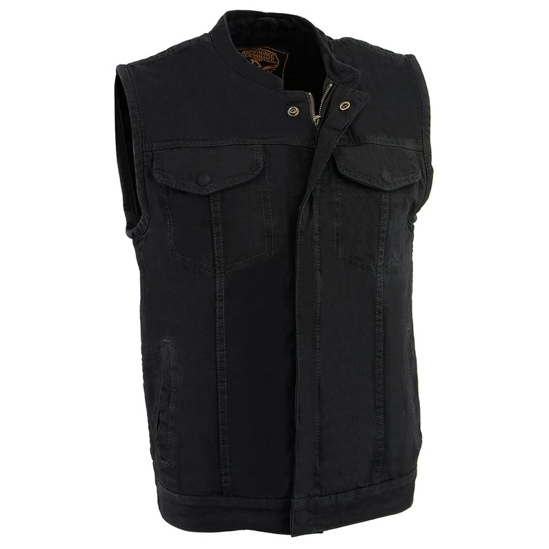 Milwaukee Men's Denim Club Vest with Hidden Snap and Zip (Black, X-Large)