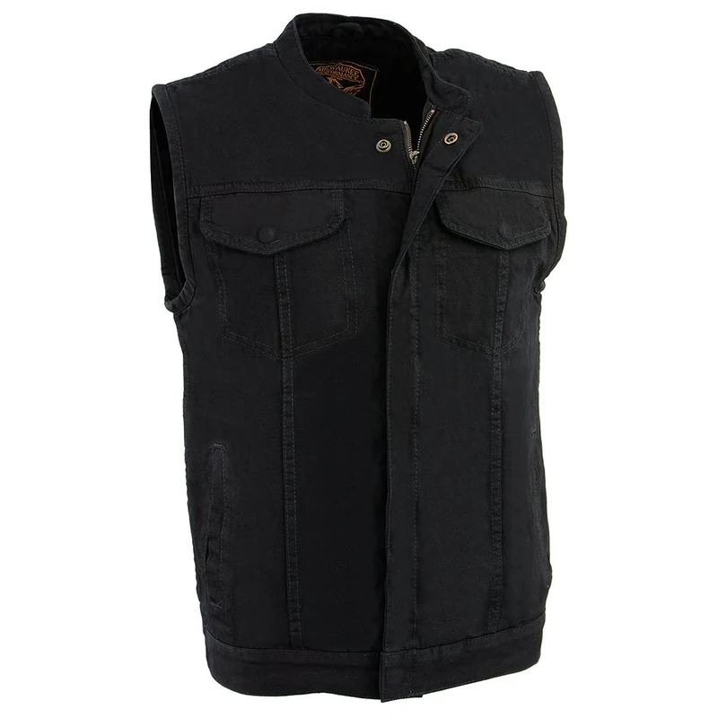 Milwaukee Men's Denim Club Vest with Hidden Snap and Zip (Black, 4X-Large) - Image 1