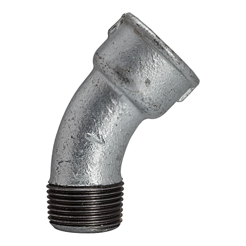 Elbow 40, 45°, IG/AG, Rp/R 2, operating temperature -20 °C to 300 °C, black malleable iron, hot-dip galvanised, DIN EN 10242