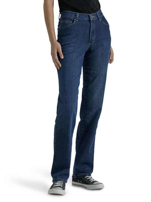 Lee Women's Relaxed Fit Straight Leg Jean, Authentic Nordic, 10 Long