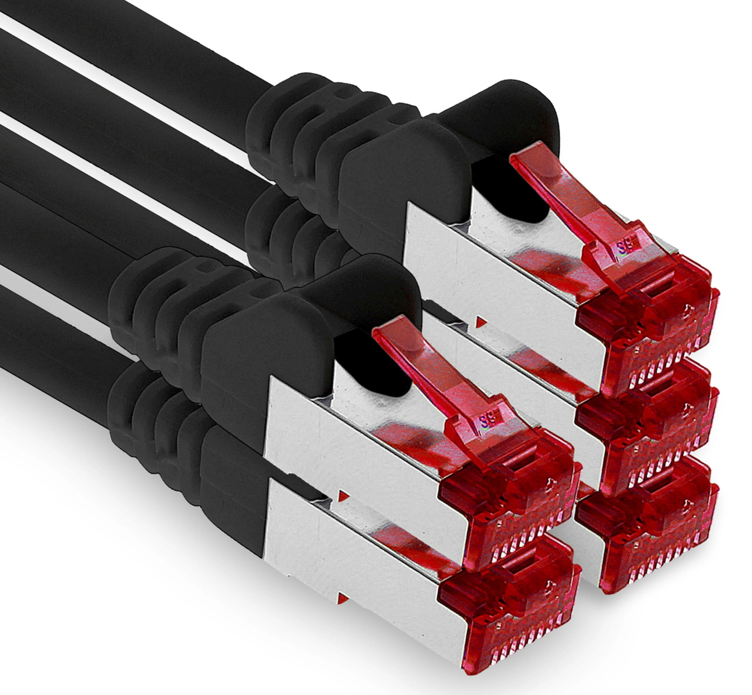 1aTTack.de - 5x 5m CAT6 patch cable S/FTP PIMF shielding CAT.6 RJ45 network cable Ethernet cable DSL LAN router switch modem patch panel - black - 5 pieces