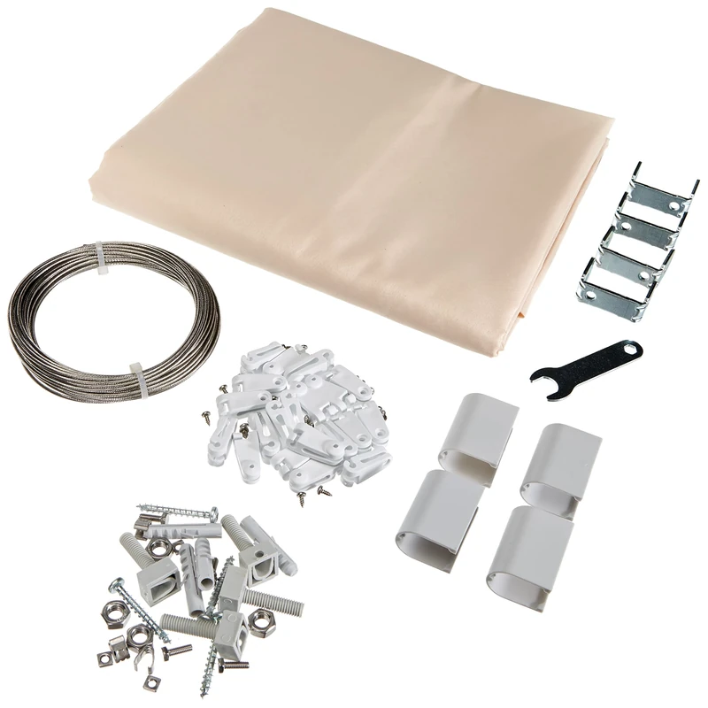 Floracord 04–77–03–18P Kit Universal Sunshade and 140 x 270 CM with 20 Laufhaken Ready for Mounting, Ivory