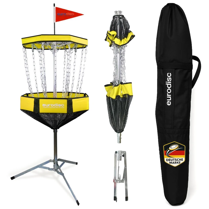 Eurodisc Chainwalker Yellow Disc Golf Basket Similar to DGA Mach Lite, incl. Putter