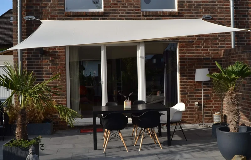 Floracord 06-77-07-48 Square Sun Sail with Rain Cover 3 x 4 m Includes Accessories with Permanently Elastic Tie Down Straps Ivory