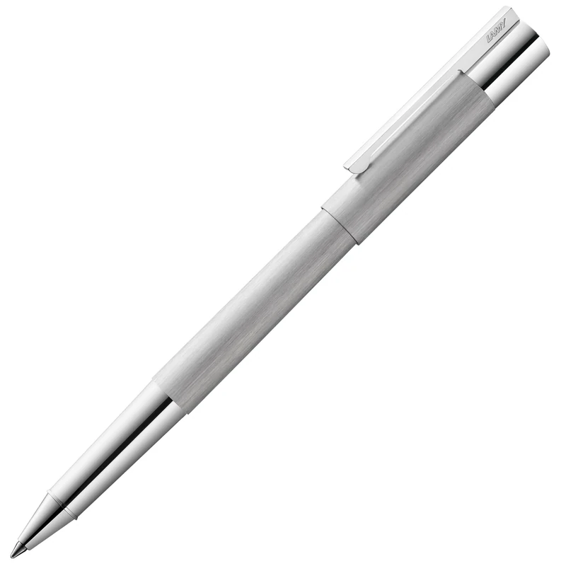 LAMY Scala 351 Rollerball Pen Made of Matte Stainless Steel in Silver with Grip and Clip, high-Gloss Chrome-Plated - with Rollerball Pen Refill M 63 Black - line Width M