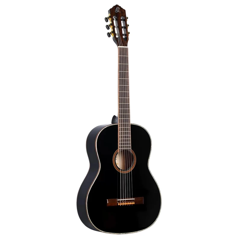 Ortega Guitars 4/4 Classical Guitar – Slim Neck – Family Series – Including Gig Bag – Spruce, Mahogany, Black (R221SNBK)