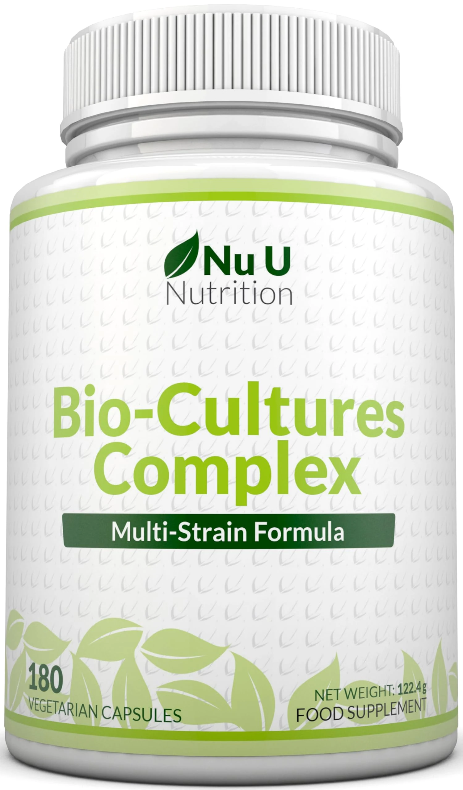 Bio-Cultures Complex - 180 High Strength Capsules - Lactobacillus Acidophilus, Rhamnosus & Bifidobacterium - 6 Month Supply - Gentle Vegetarian Multi-Strain Formula for Men & Women - Nu U Nutrition