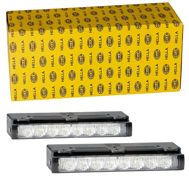 HELLA 2PT 980 970-871 LED-Daytime Running Light Set - LEDayLine Zero - 24V - rectangular - mounting - Lens Colour: Crystal clear - Cable: 1000mm - Vehicle Front - Kit