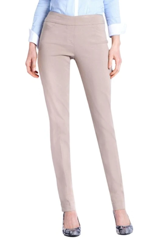 SLIM-SATION Women's Wide Band Regular Length Pull-On Straight Leg Pant with Tummy Control, Stone, 4 - Image 1